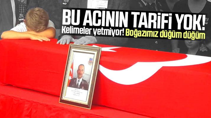 Asarcık'ta şehit binbaşı Akkuş'un cenazesinde tabuta başını koyan çocuk boğazları düğümledi