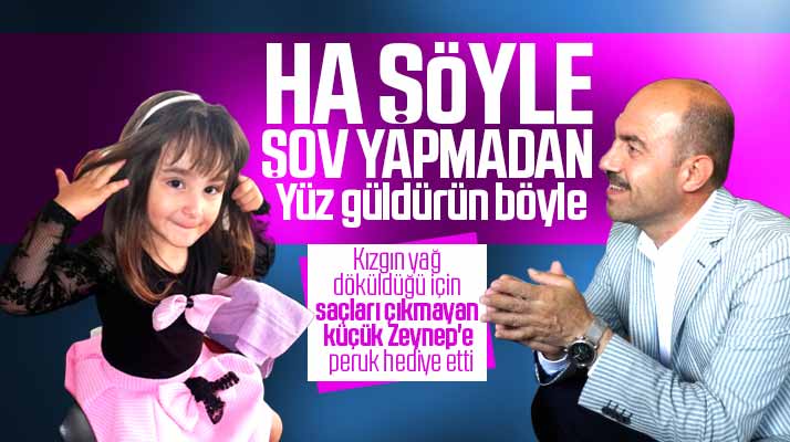 Terme İlçe Belediyesi Başkanı Ali Kılıç, saçları çıkmayan küçük kıza peruk hediye etti