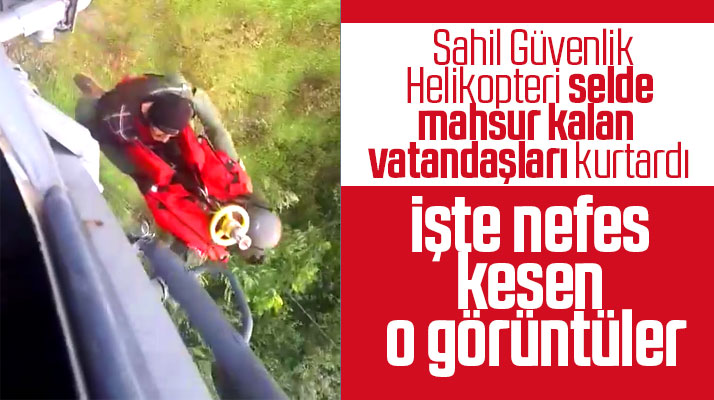 Samsun'un Terme ve Salıpazarı ilçelerinde selde mahsur kalanlar helikopter ile kurtarıldı