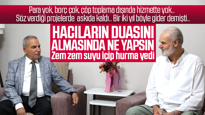 İlkadım İlçe Belediyesi Başkanı Demirtaş hacıları ziyaret etti zemzem suyu içti