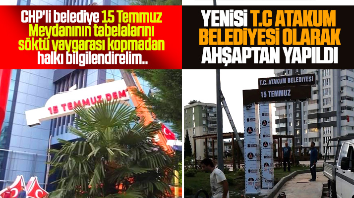 Atakum Belediyesi 15 Temmuz Meydanının demir tabelalarını ahşap ile değiştirdi