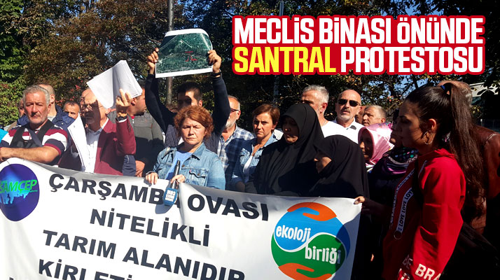Samsun Büyükşehir Meclis binası önünde biyokütle enerji santrali protestosu