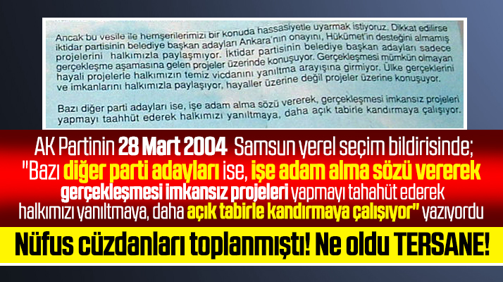 Samsun'da 2004 seçimlerinde AK Parti'nin bastırdığı seçim broşürü tartışma konusu oldu