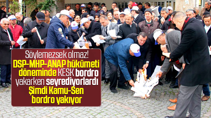 Samsun'da Kamu-Sen'e üye memurlar Vergi Dairesi önünde bordro yaktı