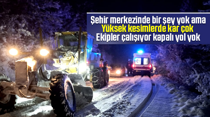 Samsun'da yüksek yerleşim bölgelerinde kar yağışı etkili oldu