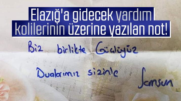 Atakum Belediyesinin Elazığ'a göndereceği kolilerin üzerine duygusal notlar yazıldı