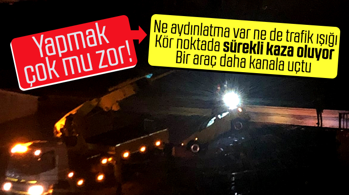 Samsun Atakum'da aydınlatma olmayan yolda bir araç daha kanala uçtu