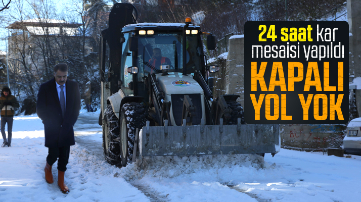 Atakum Belediyesi 24 saat kar mücadelesi verdi ilçede kapalı yol yok