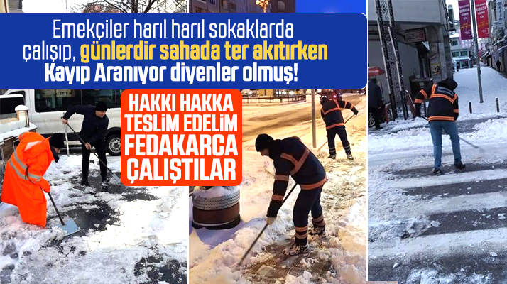 İlkadım Belediyesinin temizlik emekçileri kar mücadelesinde fedakarca çalıştı