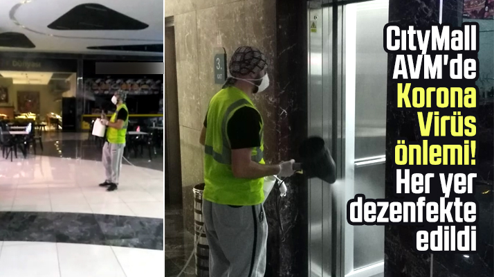 Samsun'da Cıty Mall AVM'de Korona Virüs'e karşı ilaçlama çalışması yapıldı
