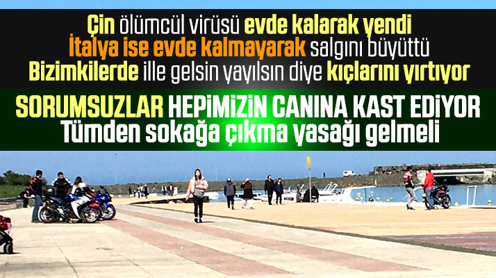 Samsun'da vatandaşlar Korona uyarılarına rağmen Atakum sahilinde gezintiye çıktı