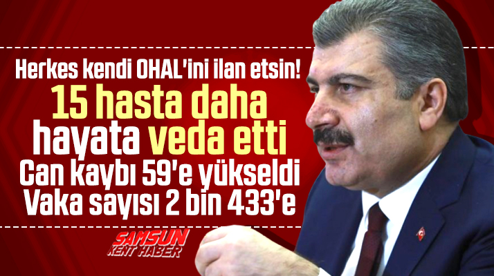 Korona Virüs'ten 15 hasta daha hayatını kaybetti! Can kaybı 59'a çıktı