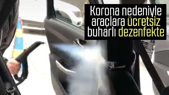 Samsun'da akaryakıt istasyonundan araçlara ücretsiz dezenfekte