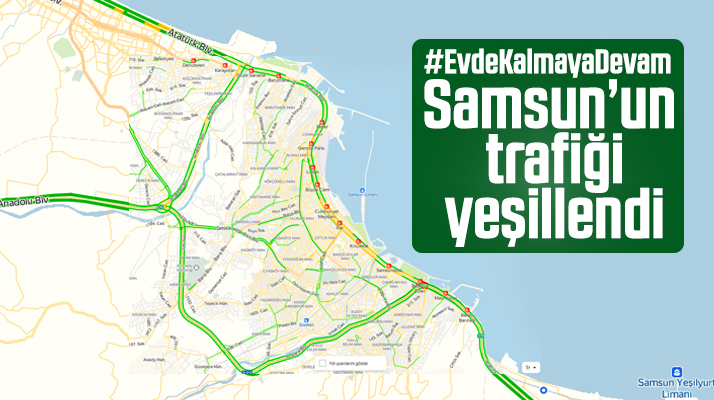 Samsun araç trafiğine Korona Virüs etkisi! Yol durumu haritası yeşil oldu
