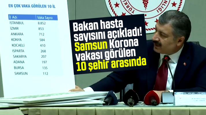 Samsun Korona Virüs vakası görülen 10 il arasında! Bakan sayı vererek açıkladı!