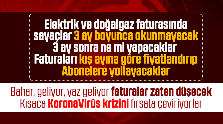 Korona Virüs tedbiri! Elektrik ve doğalgaz sayaçları 3 ay okunmayacak