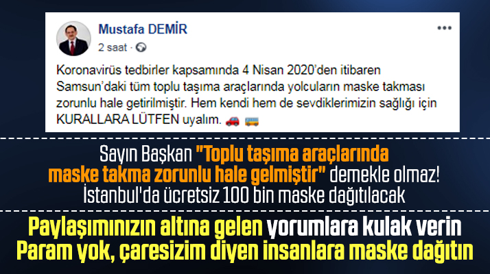 Samsun'da tramvay ve toplu taşıma araçlarına maskesiz yolcu alınmayacak