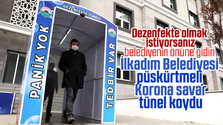 İlkadım Belediyesi önüne Korona için dezenfekte tüneli konuldu