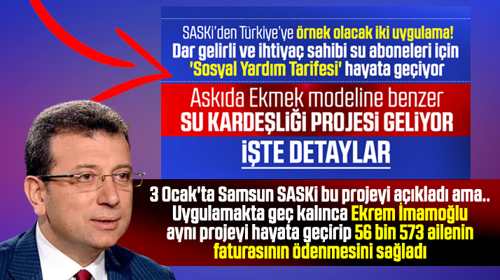 Samsun SASKİ'nin Askıda Fatura projesini İmamoğlu hayata geçirdi