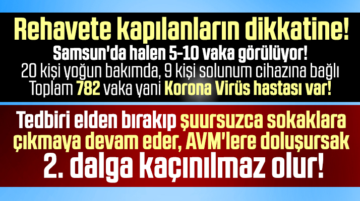 Samsun'da halen kaç Korona Virüs vakası görülüyor toplam kaç hasta var?