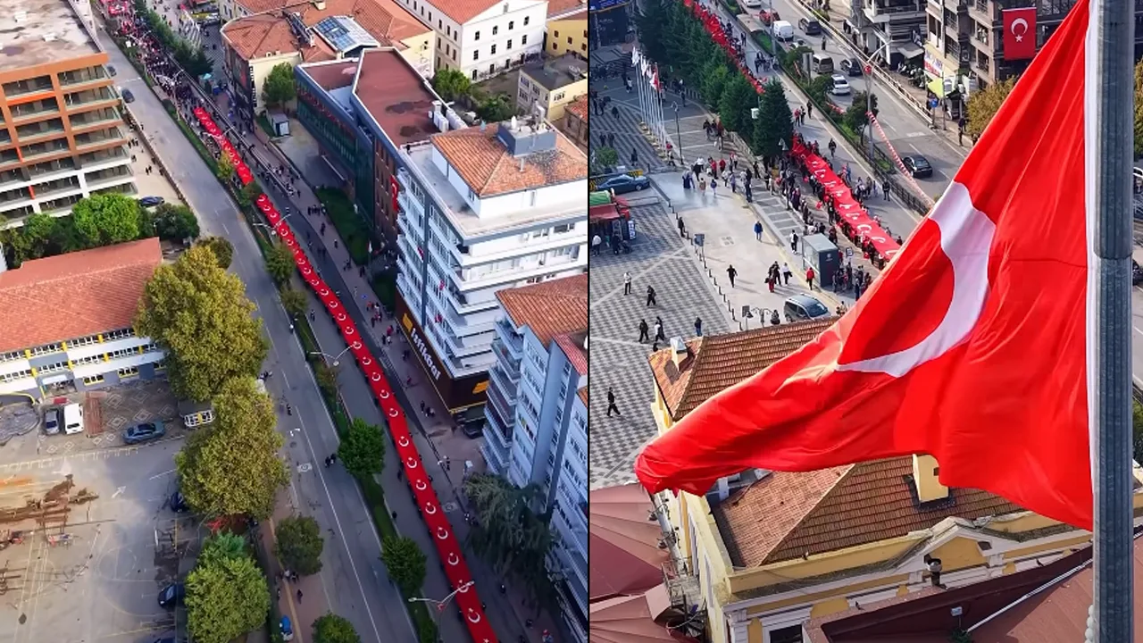 Samsun'da Cumhuriyet Bayramı'nın 103 yılında 1919 metrelik bayrak yürüyüşü
