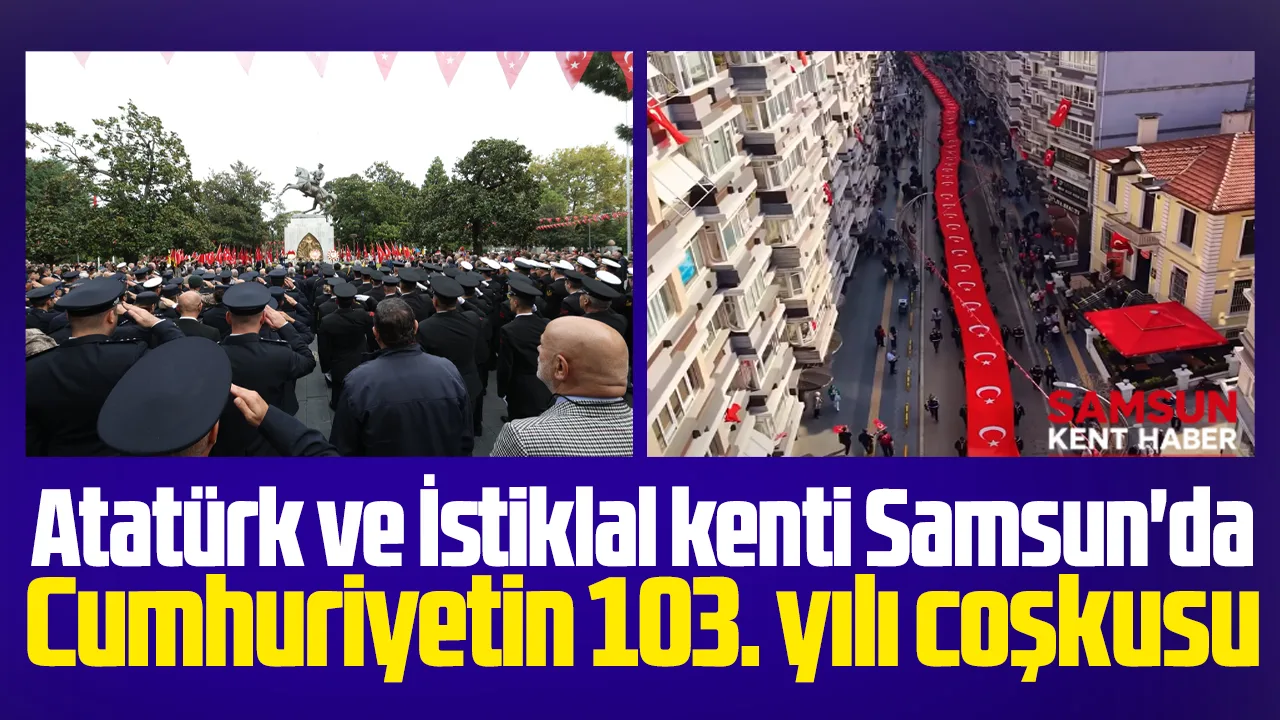 Samsun'da Cumhuriyet Bayramı'nın 103 yılında 1919 metrelik bayrak yürüyüşü