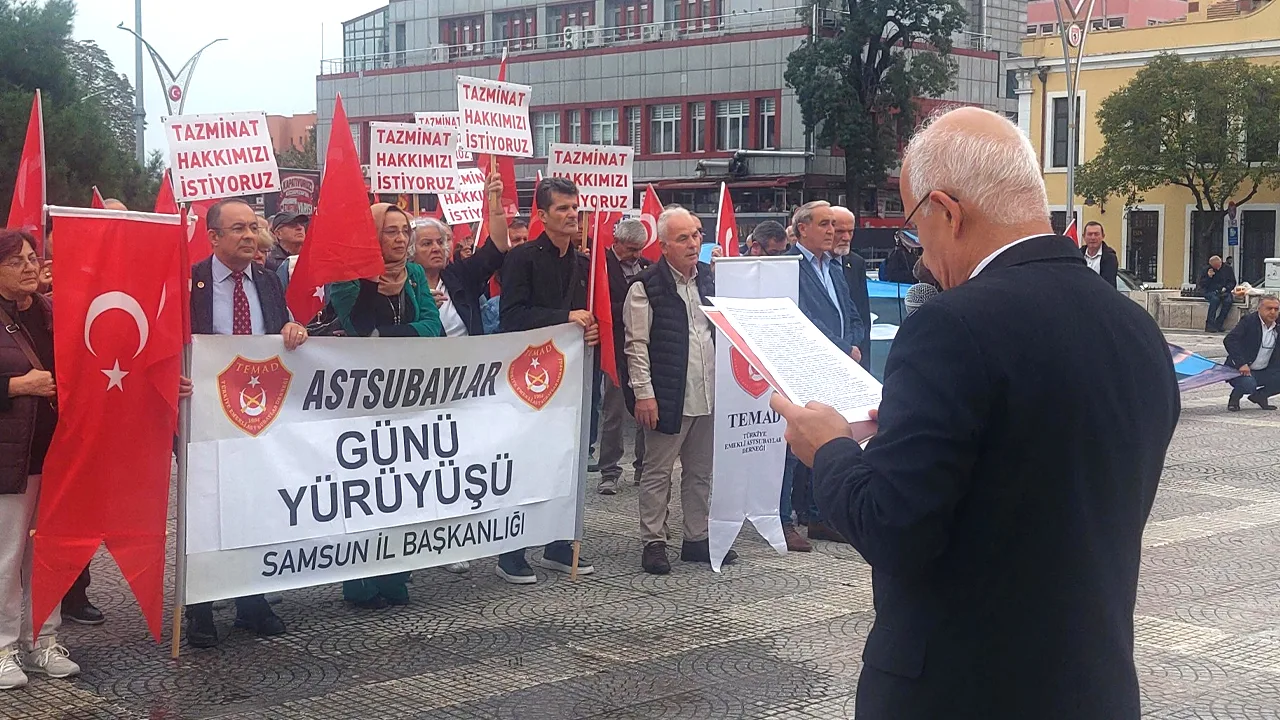 Samsun'da emekli astsubaylar yürüdü! Astsubaylar haklarını istiyor